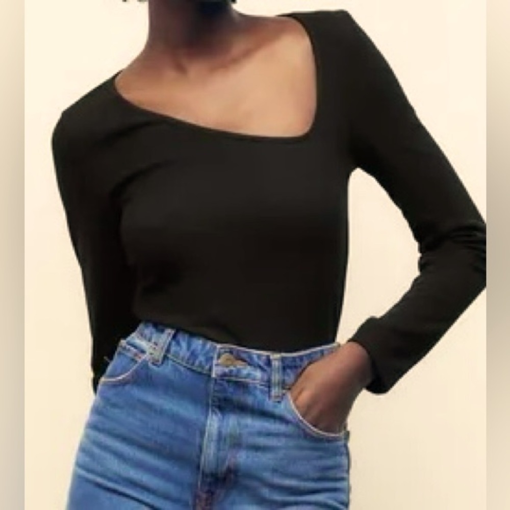 Zara top with asymmetric neckline. NWT size M